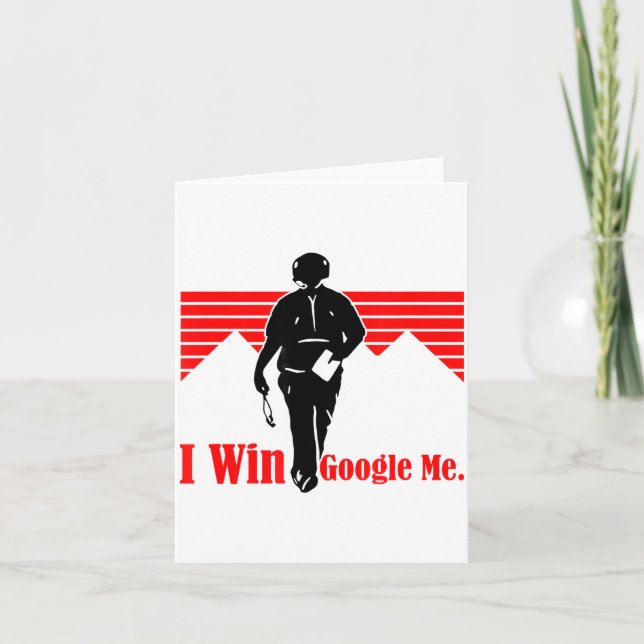 I Win Google Me Motivational Retro Silhouette Shir Card (Front)