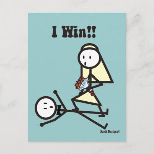 I Win Wedding Postcard