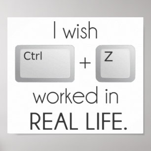 I Wish Ctrl Z Worked in Real Life Poster