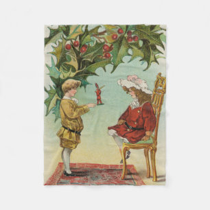 I WIsh You a Merry Christmas - vintage postcard Fleece Blanket