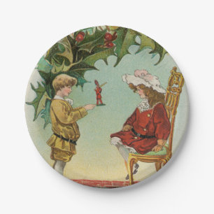 I WIsh You a Merry Christmas - vintage postcard Paper Plate