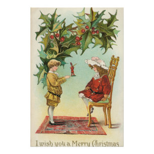 I WIsh You a Merry Christmas - vintage postcard Photo Print