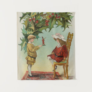 I WIsh You a Merry Christmas - vintage postcard Tapestry