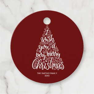 I wish you a very Merry Christmas typography Text Favour Tags