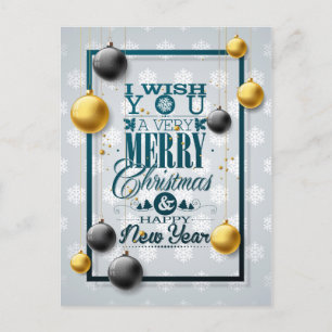 I Wish You Merry Christmas New Year Modern Photo Holiday Postcard