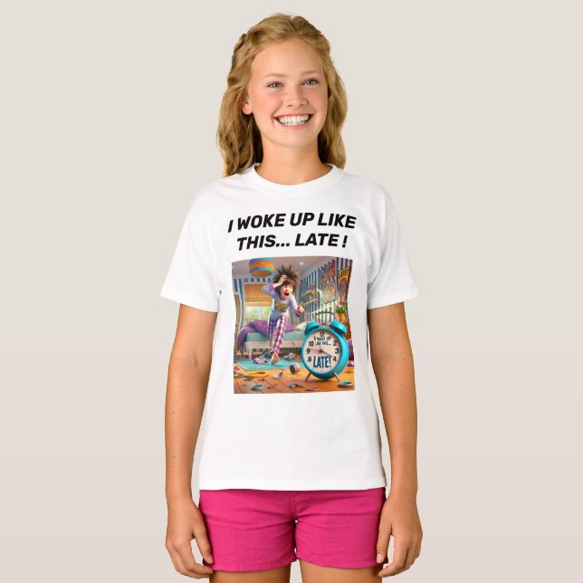 I Woke Up Late T-Shirt Design. (Front Full)