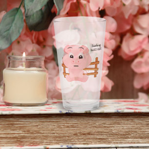 I Woke Up Like This Cute Pink Pig Glass