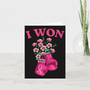 I Won Boxing Gloves Survivor Pink Ribbon Breast Ca Card