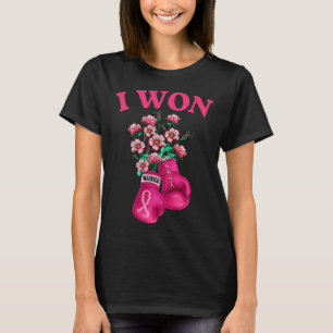 I Won Boxing Gloves Survivor Pink Ribbon Breast Ca T-Shirt