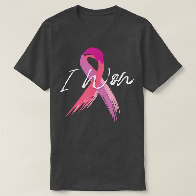 I won breast cancer awareness support pink ribbon  T-Shirt (Design Front)