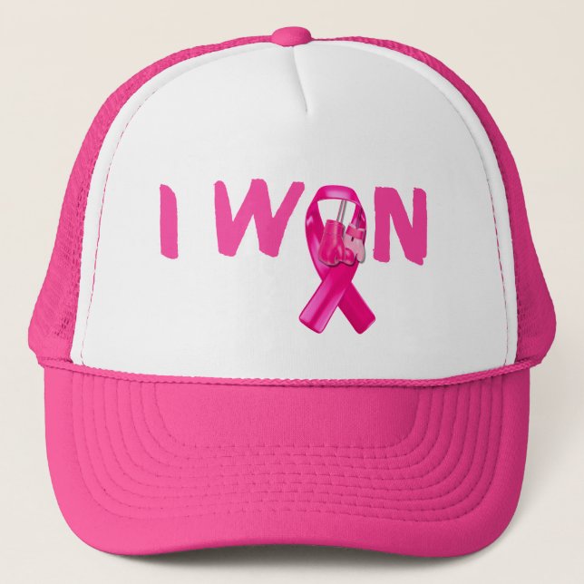 I Won, Breast Cancer Survivor Trucker Hat (Front)