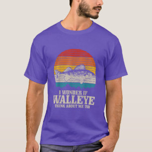 I Wonder If Walleye Think About Me Vintage Fishing T-Shirt