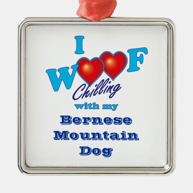 I Woof Bernese Mountain Dog Metal Tree Decoration (Front)