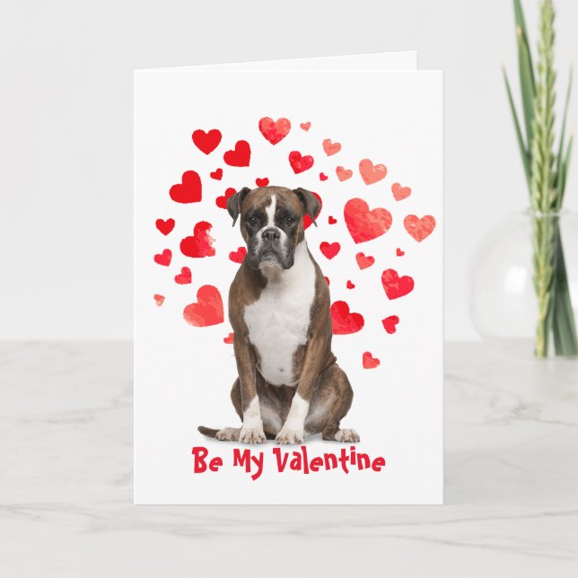 I Woof Love You Boxer Dog Valentine Holiday Card (Front)