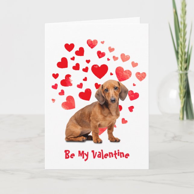 I Woof Love You Dachshund Dog Valentine Holiday Card (Front)
