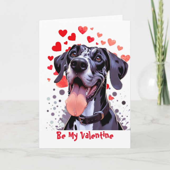 I Woof Love You Great Dane Dog Valentine Holiday Card (Front)