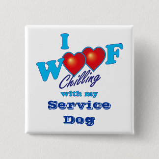 I Woof Service Dog 15 Cm Square Badge