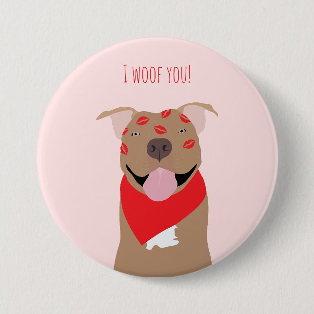 I Woof You American Bulldog Kiss Marks 7.5 Cm Round Badge (Front)