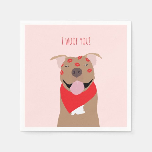 I Woof You American Bulldog Kiss Marks Napkin (Front)