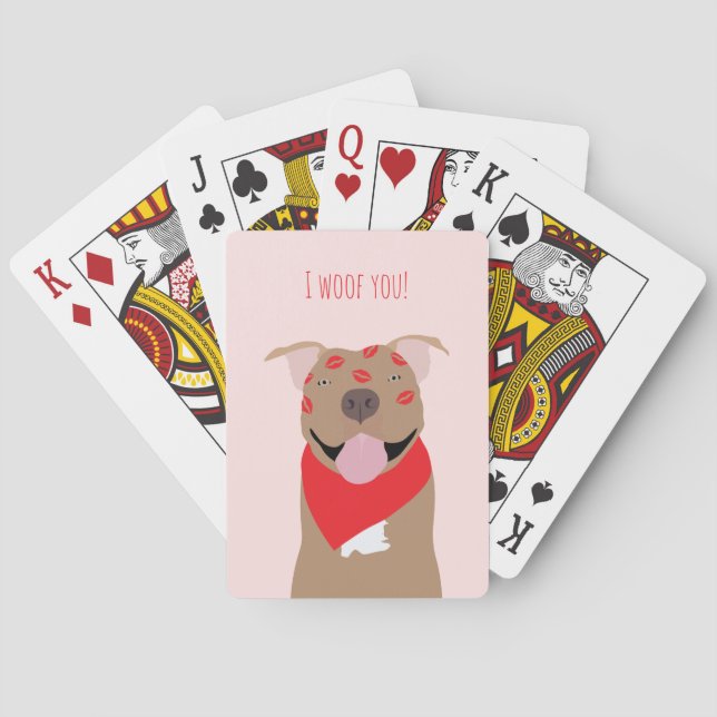 I Woof You American Bulldog Kiss Marks Playing Cards (Back)