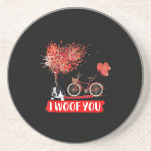 I Woof You. Boston Terrier Dog Valentine Gifts Coaster