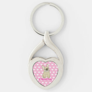 I Woof You - French Bulldog hearts Key Ring