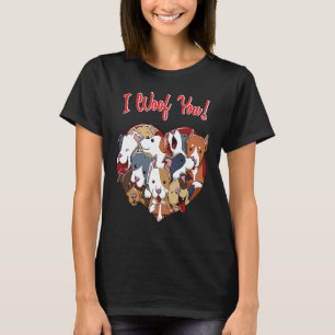 I Woof You Pitbull Pittie Heart Shape Dog Valentin T-Shirt