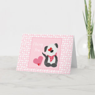 I Woof You Puppy Heart Pattern Pink White Card
