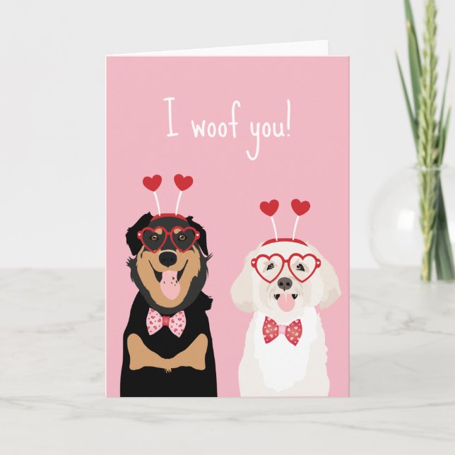 I Woof You Valentine Dog Rottweiler Maltipoo Puppy Holiday Card (Front)