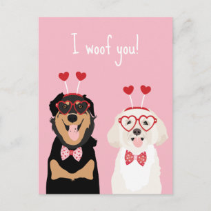 I Woof You Valentine Dog Rottweiler Maltipoo Puppy Postcard