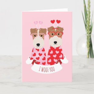 i Woof You Valentine Welsh Terrier Dogs Holiday Card