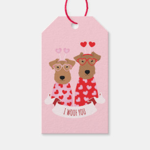 i Woof You Valentine Wire Fox Terrier Dogs Gift Tags