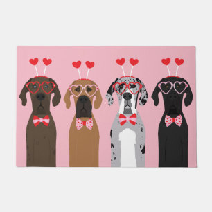 I Woof You Valentines Day Great Dane Dogs Doormat