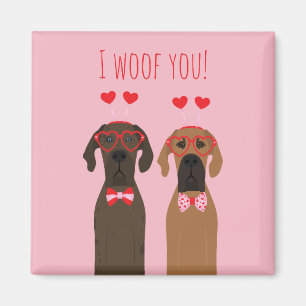 I Woof You Valentines Day Great Dane Dogs Magnet