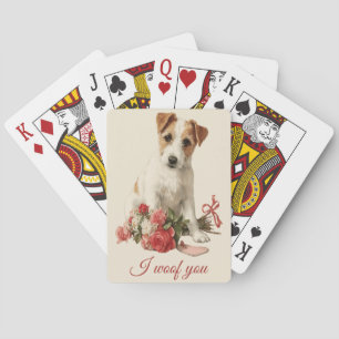 I woof you Vintage Pup Valentine's Day Playing Cards