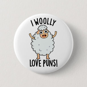 I Wooly Love Puns Funny Sheep Pun  6 Cm Round Badge