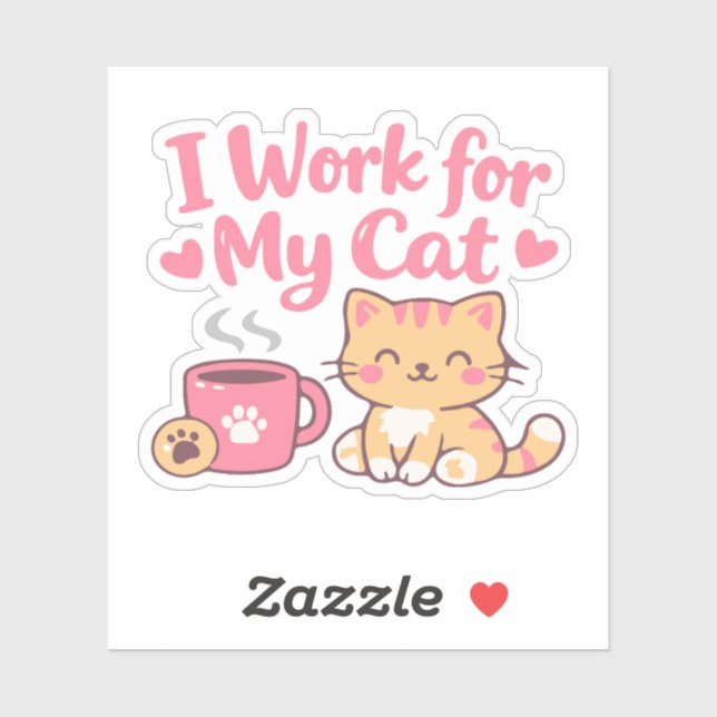 I Work for My Cat – Cute Kawaii Cat Design (Sheet)