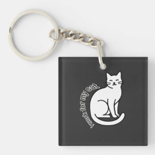 I Work for My Cat – Funny Cat Lover Quote Design Key Ring
