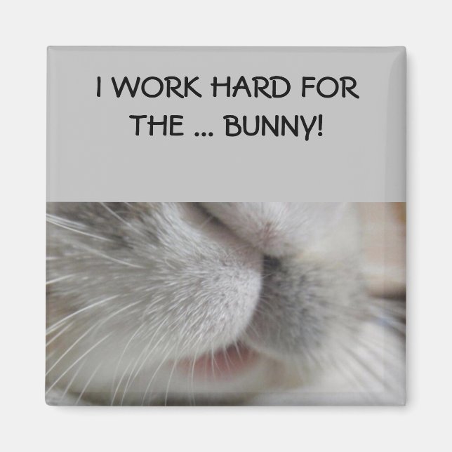 I work hard for the bunny Magnet (Front)