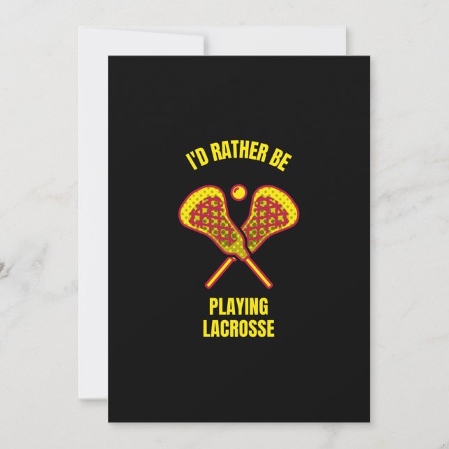 I would rather be playing lacrosse funny sports pl thank you card (Front)