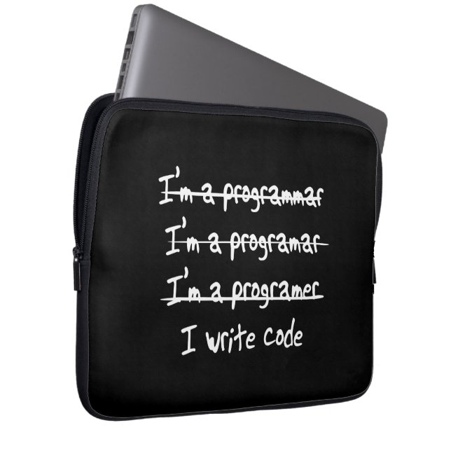 I Write Code Laptop Sleeve (Front Right)