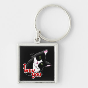 I wuv you Cat Key Ring