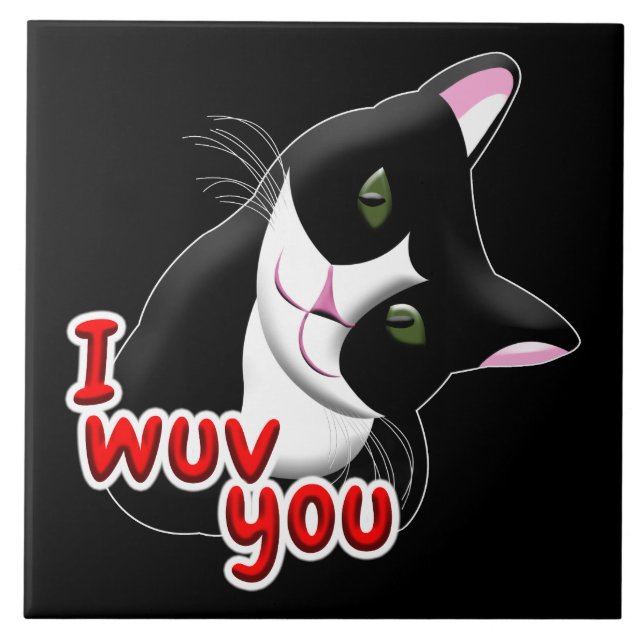 I wuv you Cat Tile (Front)