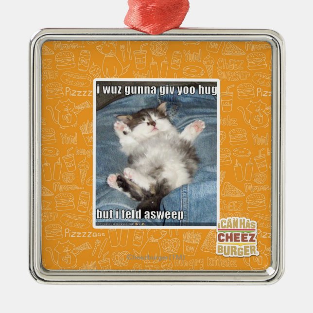 I wuz gunna giv yoo hug metal tree decoration (Front)