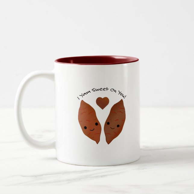 I Yam Sweet Cute Sweet Potato Two-Tone Coffee Mug (Left)