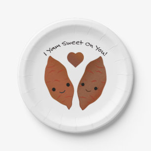 I Yam Sweet on You Sweet Potatoes Paper Plate
