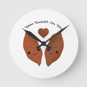 I Yam Sweet on You Sweet Potatoes Round Clock