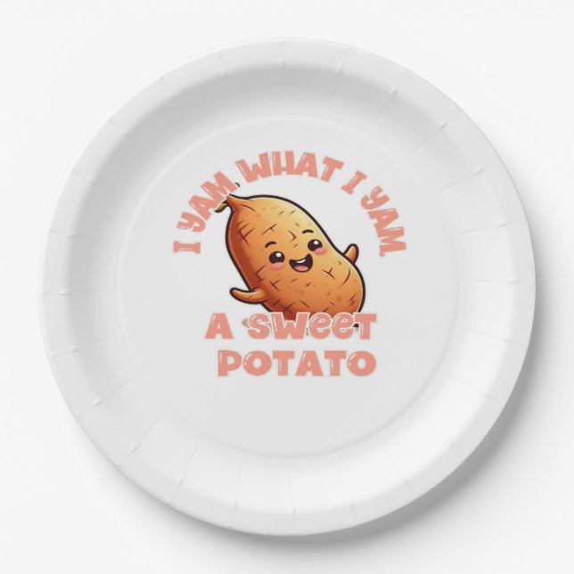 I Yam What I Yam, A Sweet Potato Classic Paper Plate (Front)