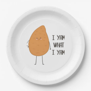 I Yam What I Yam! Awesome Yam Vegetable Pun Paper Plate