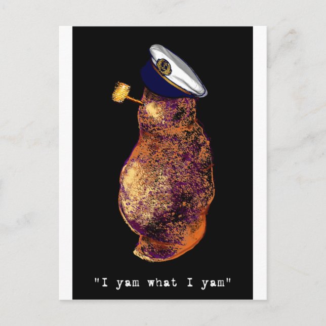 I yam what I yam-black Postcard (Front)